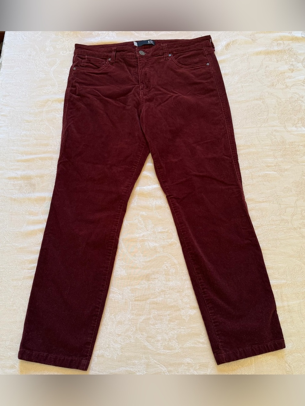 KUT From The Kloth Women’s Diana Fab Ab Skinny Corduroy Pants Burgundy Size 14